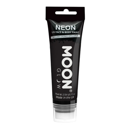 Moon Glow Neon UV Ansigtsmaling med svampapplikator Sort 75ml