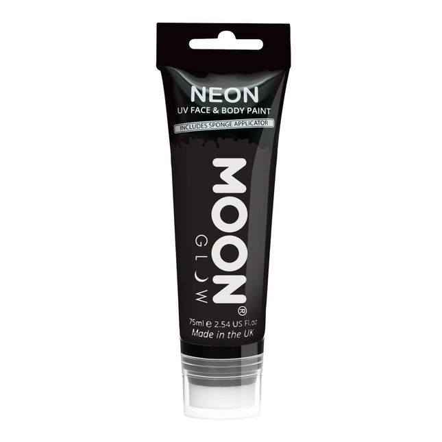 Moon Glow Neon UV Ansigtsmaling med svampapplikator Sort 75ml
