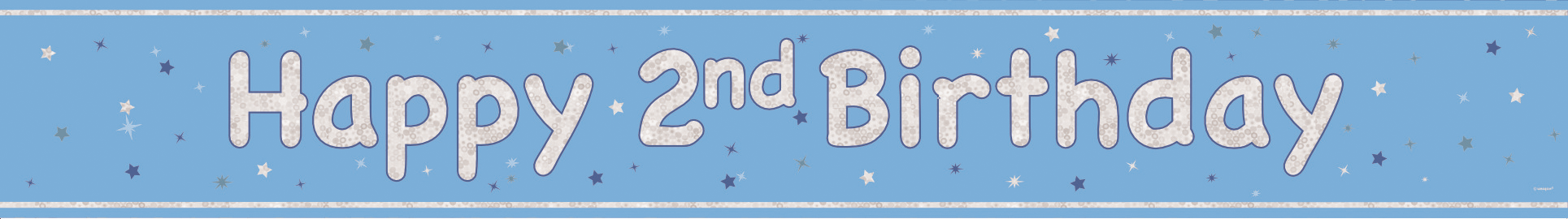 Happy Birthday Banner Lyseblå 2 år 2,74 m