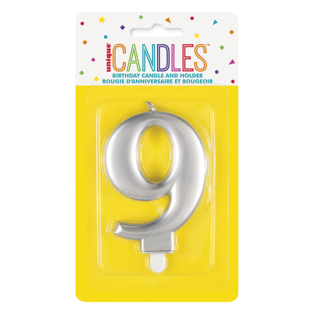 9 års stearinlys i sølv