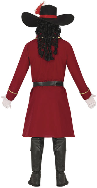 Piratkostume Bordeaux rød mænd lang