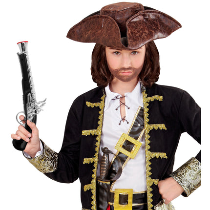 Pirat falsk pistol sort sølv