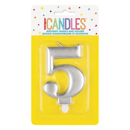 5 års stearinlys sølv