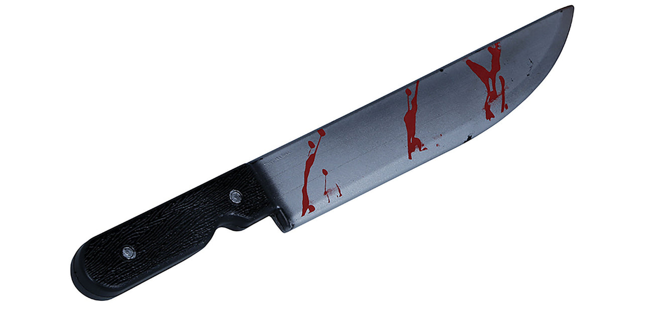 Halloween falsk machete med blod 45 cm