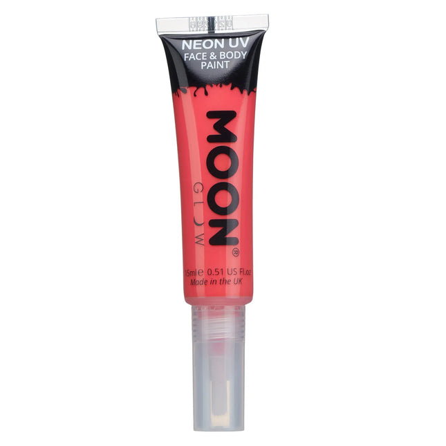 Moon Glow Neon UV Face Paint med applikator Intense Red 15ml