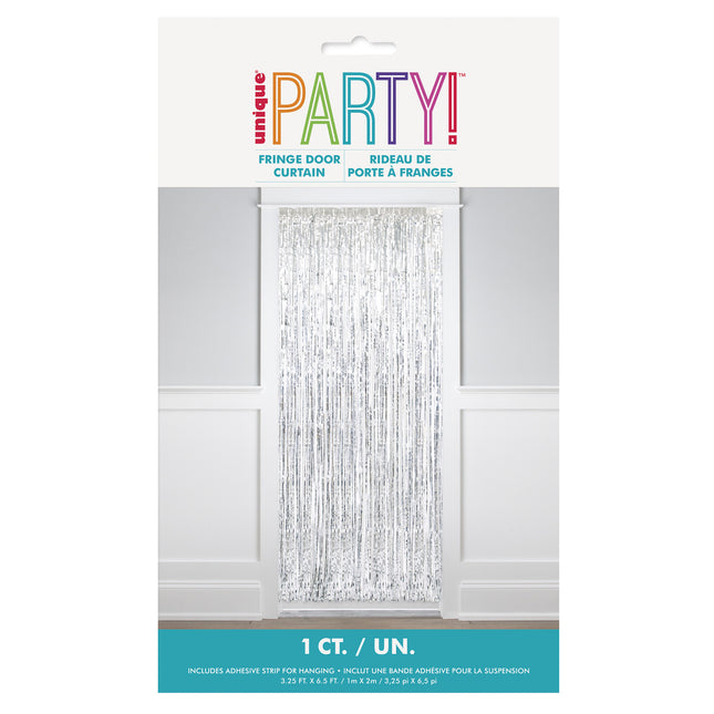 Sølvfarvet dørforhæng Metallic 2m