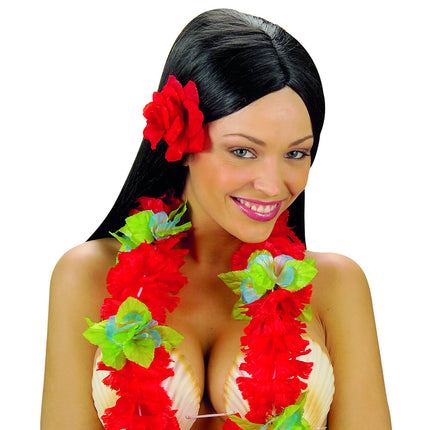 Rød hårblomst Rose 10cm