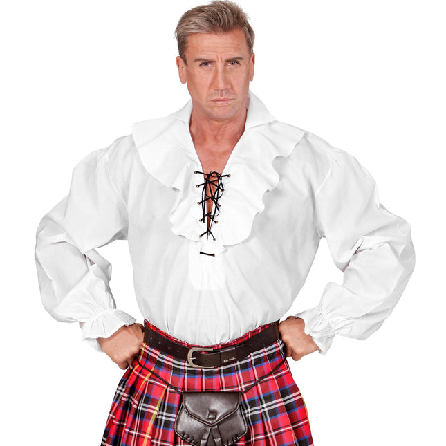 Hvid bluse Pirater/Renæssance til mænd