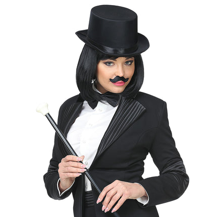 Sort falsk overskæg oppusteligt 6 stk