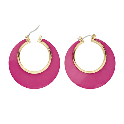 Disco 70S Øreringe Fuchsia Guld