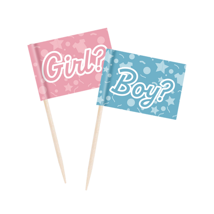 Gender Reveal cocktailpinde 50 stk