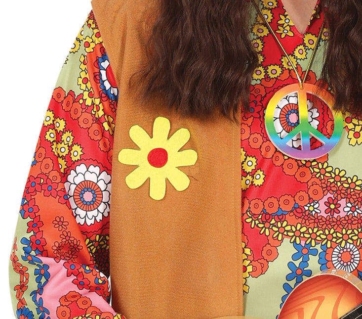 Hippie 60S-kostume Farvede mænd med brun vest