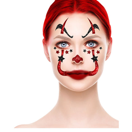 Halloween Face Stickers Clown Glitter 20cm