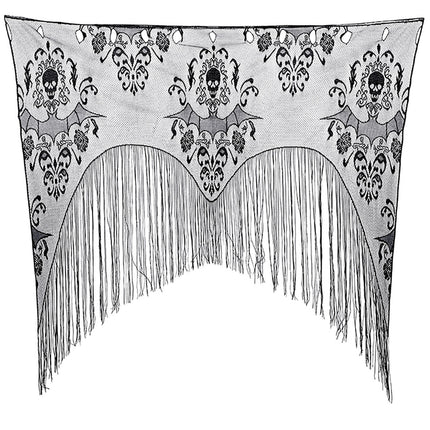 Sort Halloween-dørforhæng med blonder og snore