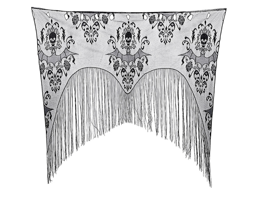 Sort Halloween-dørforhæng med blonder og snore