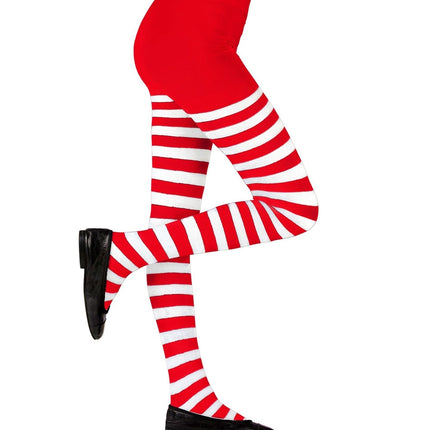 Røde hvide strømpebukser pige