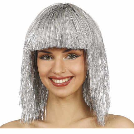 Sølvfarvet paryk