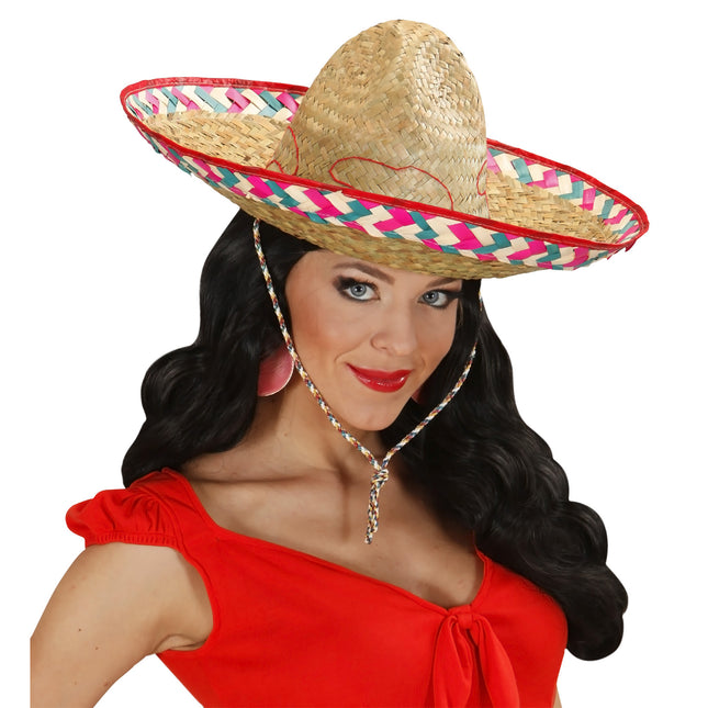 Farvet sombrero mexicansk 52 cm