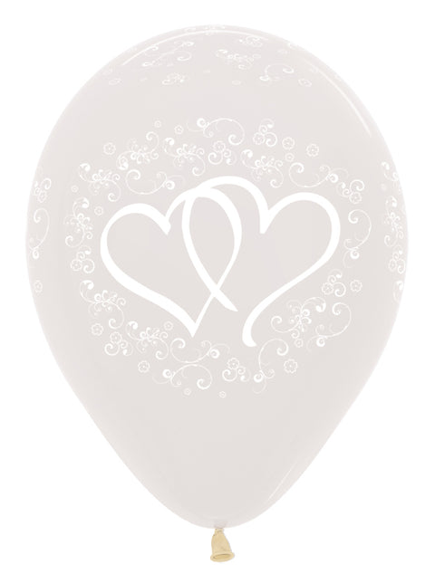 Balloner Entwinted Hearts Crystal Clear 30cm 25stk