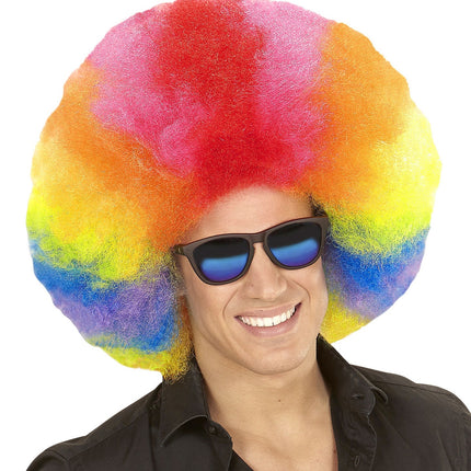 Farvet paryk afro ekstra stor