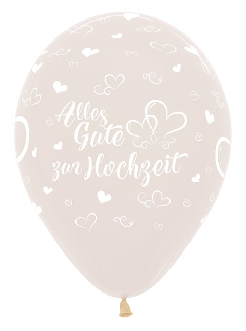 Balloner Alles Gute zur Hochzeit Hearts Crystal Clear 30cm 25stk