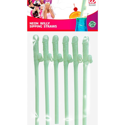 Sugerør Dick Glow In The Dark 6 stk