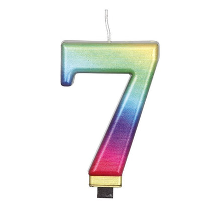 Regnbuelys 7 år metallisk 8 cm