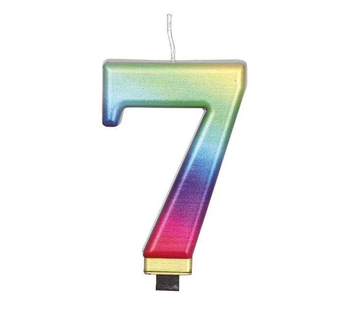 Regnbuelys 7 år metallisk 8 cm