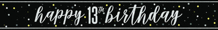 Happy Birthday Banner Sort 13 år 2,74 m
