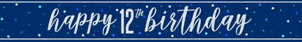 Happy Birthday-banner blå 12 år 2,74 m