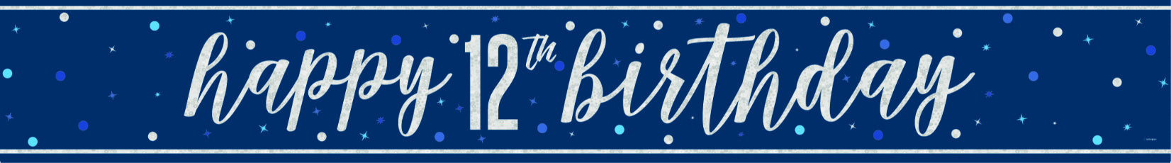 Happy Birthday-banner blå 12 år 2,74 m