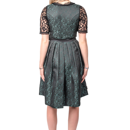 Sort Grøn Dirndl Kjole Oktoberfest Kvinder Jaquard