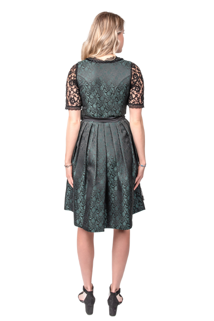 Sort Grøn Dirndl Kjole Oktoberfest Kvinder Jaquard