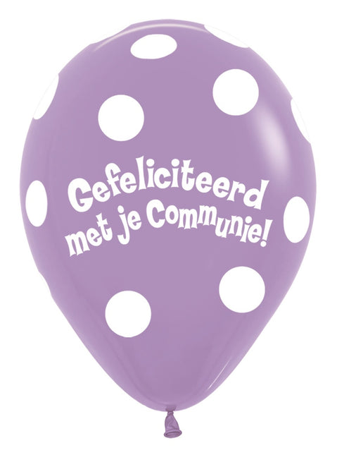 Balloner Kommunion Polka Dots Lilac 30cm 50stk