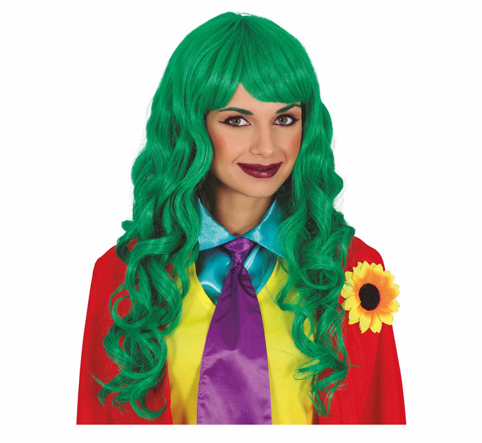 Grøn paryk langt hår krøller