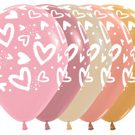 Balloner Bright Hearts Mix 30cm 25stk