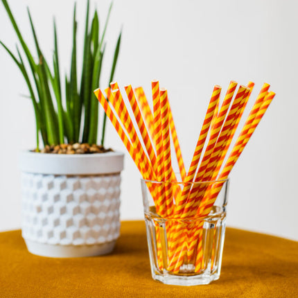 Gule røde sugerør af pap 20 stk