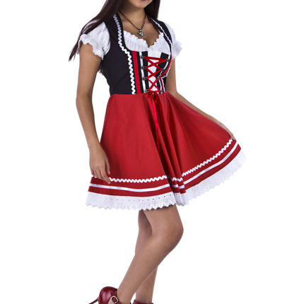 Oktoberfest Dirndl Kjole Oktoberfest Rød Hvid Damer 2 Dele