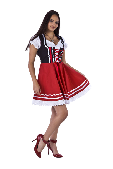 Oktoberfest Dirndl Kjole Oktoberfest Rød Hvid Damer 2 Dele