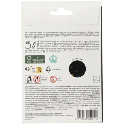 30 års heliumballon sort guld tom 45 cm