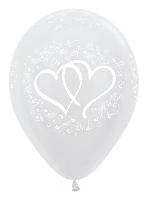 Balloner Entwinted Hearts Pearl White 30cm 25stk