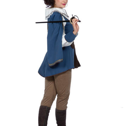 Musketer-kostume brun blå til damer