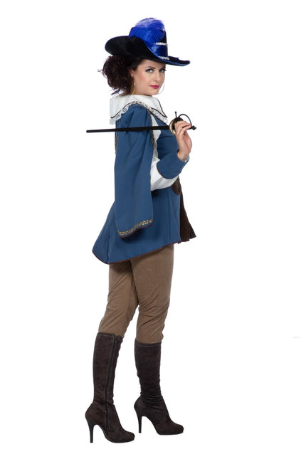 Musketer-kostume brun blå til damer