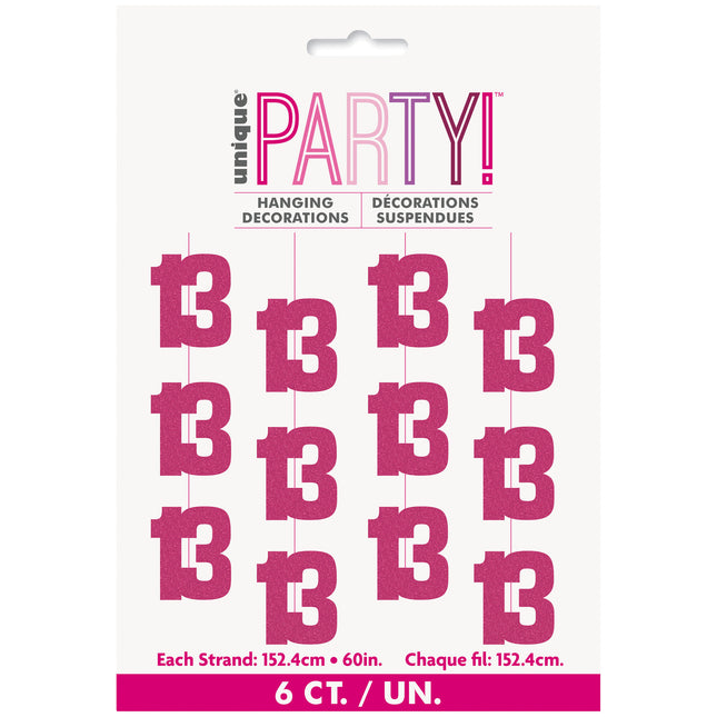 13 års hængende dekoration pink 1,52 m