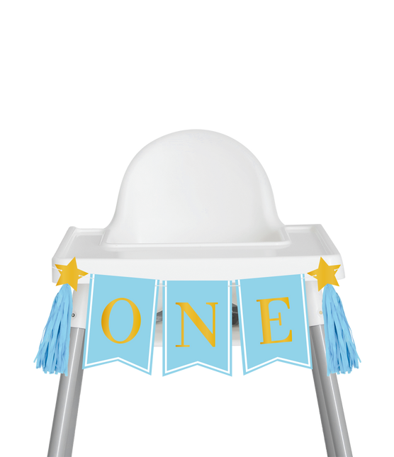 1 års dekorationspakke Blå højstol