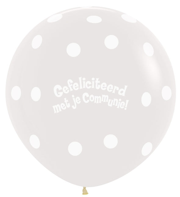 Balloner Kommunion Polka Dots Crystal Clear 91cm 2stk