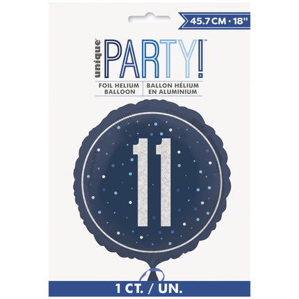 11 års heliumballon blå tom 45 cm