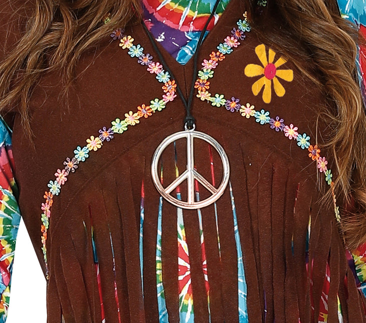 Hippie 60S-kostume Farvede damer med brun vest