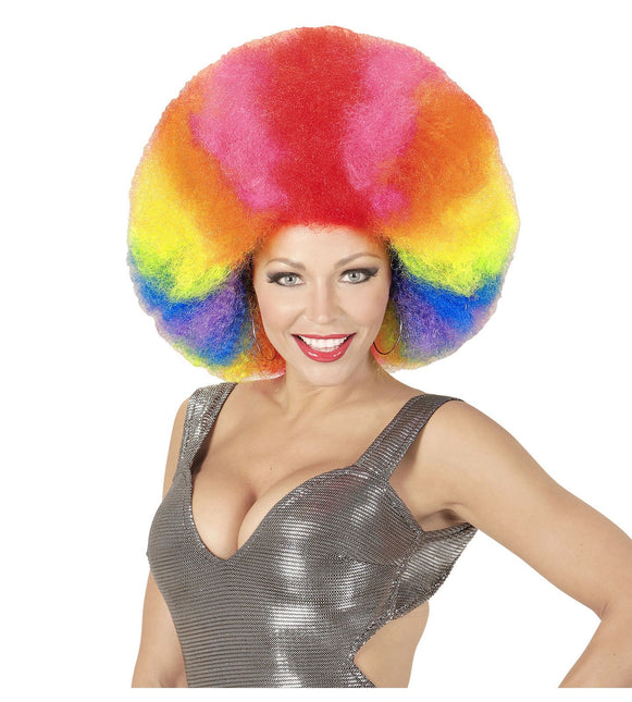 Farvet paryk afro ekstra stor