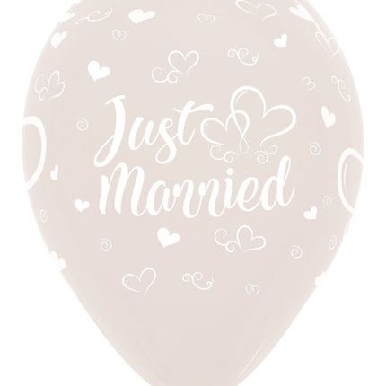 Balloner Just Married Hearts Crystal Clear 30cm 25stk